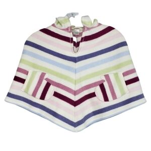 Gymboree Girls Striped Hooded Fleece Poncho Cape Size 9 Mitten Pockets Youth